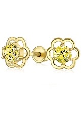 lovely mini flower cz November birthstone baby earrings